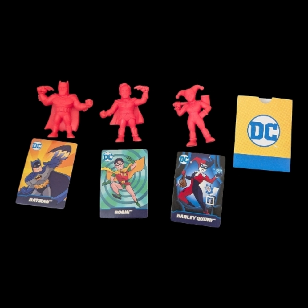 DC Pink Mini Figure Trio Batman, Robin, Harley Quinn.